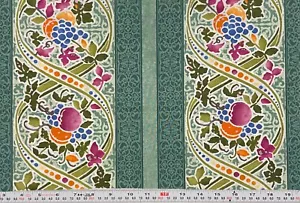 Abundance Jason Yenter In The Beginning Fabrics Green Cotton Remnant 10" x 43" - Picture 1 of 2