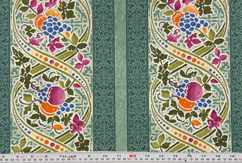 Abundance Jason Yenter In The Beginning Fabrics Green Cotton Remnant 10" x 43" - Image 1 of 2