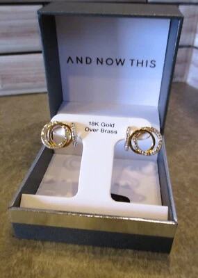 18K Gold over Brass Hoop Earrings with Crystals 2 Sets NEW 💕 - Image 1 of 4