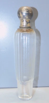 -ANCIEN FLACON A PARFUM CRISTAL COUVERCLE ARGENT MINERVE poinçons Orfèvre   D - Photo 1/4