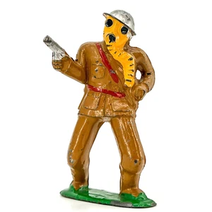 #24A Barclay Manoil Dime Store Gas Mask w/ Pistol Gun Soldier Lead Slush Cast - Picture 1 of 24