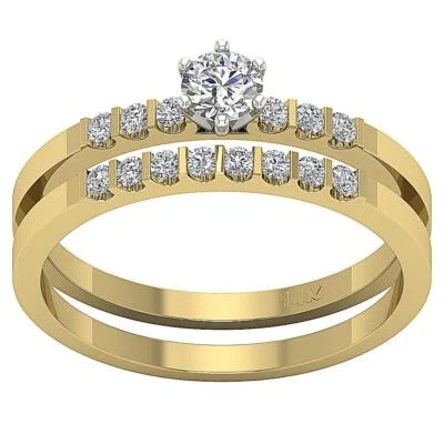 Lab Grown Bridal Anniversary Ring VS1 F 0.65 Ct Round Cut Diamond 14K Solid Gold - Image 1 of 4