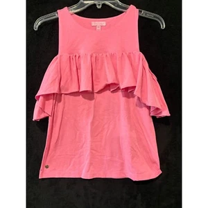 Top Lilly Pulitzer con volant spalle fredde rosa casual carino XXS - Foto 1 di 9