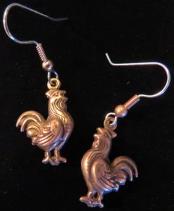 Pendientes de gallo antiguo cobre granja patio pollos Emaús DeColores - Imagen 1 de 1