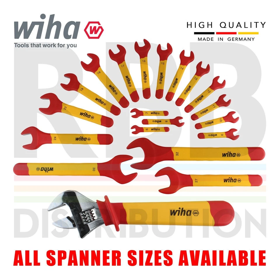 Wiha Spanner Wrench Insulated Single Open End VDE Electrician Hex 6mm to 32mm - Image 1 of 1
