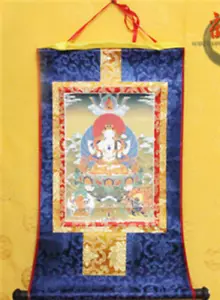 Tibetan Thangka Scroll Painting Art Buddhist ThangkasThanka Embroidery Decorati - Picture 1 of 5