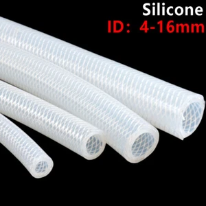 Silicone Braided Hose Food Grade Fuel Oil Water Gases Air Reinforced Pipe Tube - Picture 1 of 25