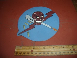 WWII USAAF SKULL /MG 3RD FIGHTER SQ 3RD AIR COMMANDO GROUP  FLIGHT  PATCH - Picture 1 of 1