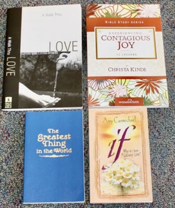4 LOT CHRISTIAN LOVE JOY BOOKS LOVING GOD & OTHERS, CALVARY LOVE, CONTAGIOUS JOY - Picture 1 of 2