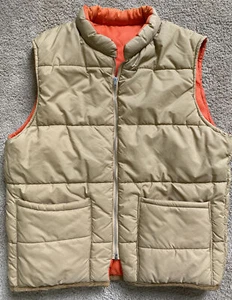 Vtg "American Field" Reversible Hunting Vest Beige Orange Size Large Made in USA - Picture 1 of 17