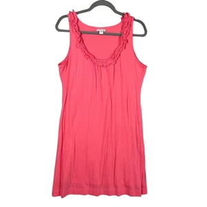 Garnett Hill Sleeveless Dress Size M Pink Ruffle Neckline Casual Cotton Knit - Picture 1 of 11