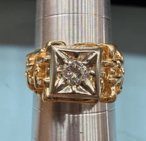 Vintage 14k Yellow Gold Diamond Abstract Ring Size 8.5 7.61 Grams .22ctw - Picture 1 of 6