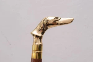 Brass Dog Greyhound Hunter Wooden cane Walking Stick Gift handmade antique gifts - Picture 1 of 6