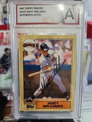 Autógrafo firmado por Matt Williams 1987 Topps negociado #129T  Foto 1 de 2