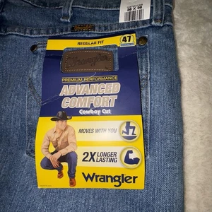 Wrangler 36x36 Premium Performance Advanced Comfort Cowboy Cut Jeans Regular Fit - Picture 1 of 11