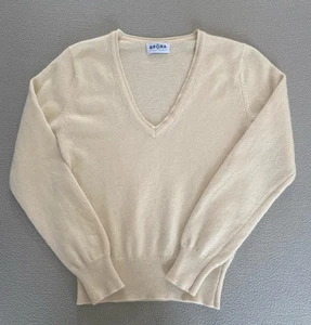 BRORA JUMPER SZ 10 WOMENS CREAM 100% CASHMERE SCOTLAND SOFT SEE DETAIL FIRST - Picture 1 of 9