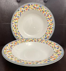 Set of 2 Mikasa ULTIMA+ HK229 CONFETTI Soup/Pasta Bowls 9 1/2” Indonesia  - Picture 1 of 5