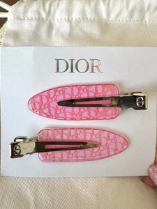 Dior Hair Clip hairpin hair accessory Pink Rubber 6 x 2cm limited 2 Set Novelty - Picture 1 of 6
