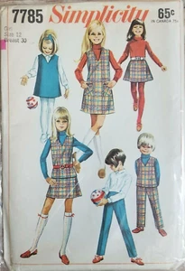 Simplicity 7785 Vintage Girls Jumper Sewing Pattern Size 12 - Picture 1 of 2