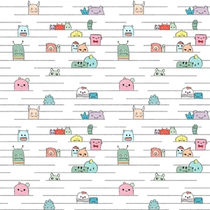 Bio Baumwolle Meterware Öko-Tex "Knuddelmonster" in weiß-bunt - ab 50cm x 155cm - Bild 1 von 1