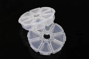 2 pcs Fly Tying Beads Round Container Plastic Box 8 Compartments Fly Fishing Box - Picture 1 of 3
