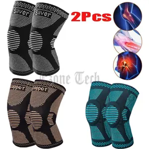 2Pack Copper Knee Braces Compression Sleeves Support for Arthritis Men & Women - Picture 1 of 17