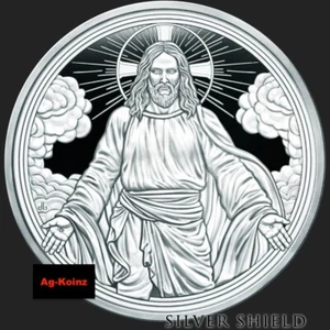 1oz 2024 Christ Is Coming BU Silver Shield Christ is King Jesus with Airtite - Bild 1 von 11
