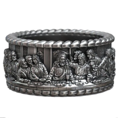 16g The Last Supper Band Jesus Christ Ang Twelwe Apost 925 STERLING SILVER Rings - Image 1 of 4
