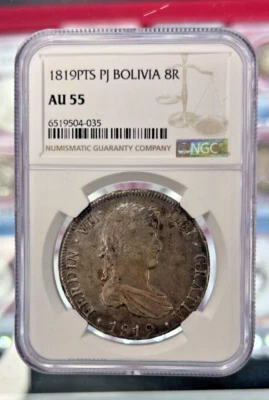 1819PTS PJ Bolivia 8R NGC AU55 - Image 1 of 2