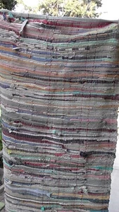 Vintage Antique Hand Braided ~ Rag Rug As Found for Repair - Picture 1 of 6