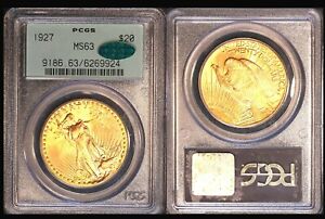 1927 $20-PCGS/CAC MS63 PQ-Saint Gaudens Double Eagle