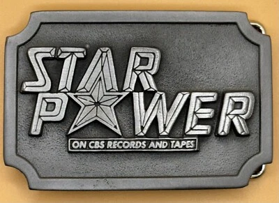 VINTAGE Unused 1970s ***STAR POWER ON CBS RECORDS*** PEWTER BELT BUCKLE With Box Foto 1 de 3