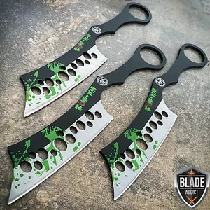 3 Pc 8" Zombie Killer Ninja Kunai Tactical Throwing Knife Set w/ Sheath Combat - Picture 1 of 5