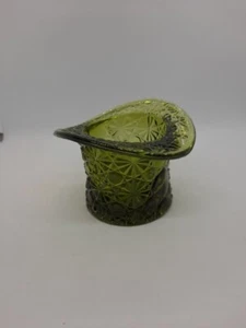 Vintage Fenton EMERALD GREEN Glass Top Hat Daisy Button toothpick holder Ashtray - Picture 1 of 7