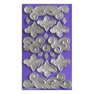 FLOURISHES Flourish Swirl Silver Metallic Fleur de lis Wedding  Jolee's Stickers - Picture 1 of 1
