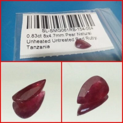 Rubí natural talla pera de Tanzania 0.83 Cts. - Imagen 1 de 4