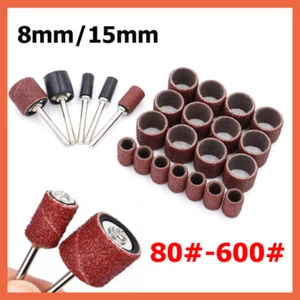 Sanding Band Drum Sleeve 80-600 Grit 8mm 15mm Mandrel For Dremel Rotary Tool - Picture 1 of 11