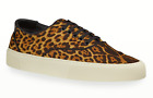 Saint Laurent Mens Venice Leopard Black Brown Flat Lace Up Low Top Sneaker 44 11