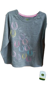 JOHN DEERE T-Shirt "horse shoes "Life is better with horses/Girls sz 5 - Picture 1 of 2