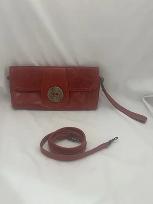 Vintage Bon Ton Bag Purse Handmade In Australia Genuine Red Distressed Leather - Imagem 1 de 4