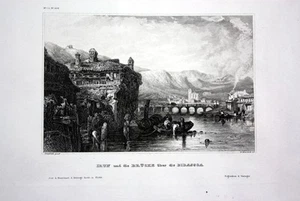 1840 - Puente Irún Río Bidassoa País Vasco España España Grabado grabado en acero - Imagen 1 de 1