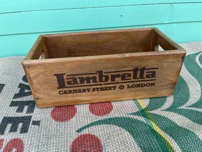 LAMBRETTA STORAGE BOX CRATE MADE FROM RECLAIMED TIMBERS 25.5x12.5x9.5cm - Image 1 of 4