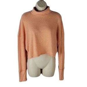 Wild Fable Long Sleeve Crop Turtleneck Knit Top, Pink Orange, Size M, NWT - Picture 1 of 7