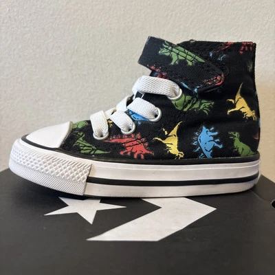 Converse Dinosaur Shoes Infant Size 5 Black Chuck Taylor All Star High Top Baby - Image 1 of 4