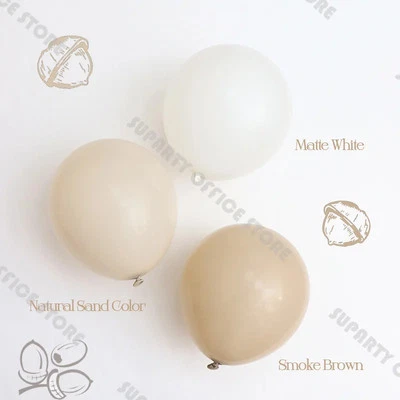 5/10/12/18inch Neutral Balloon Garland Kit Smoke Brown Sand Color White Balloons - Image 1 of 4