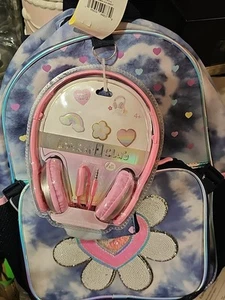 Locker Club Kids' 17" Backpack with Headphone Set - Denim Daisy - Picture 1 of 6