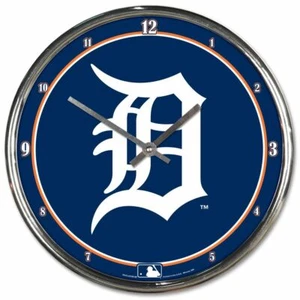 DETROIT TIGERS LOGO 12" CHROME ROUND WALL CLOCK NEW WINCRAFT 🐯 - Picture 1 of 1