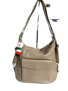 ITALIAN LEATHER LARGE SHOULDER HOBO BAG / CONVERTIBLE BACKPACK - MADE IN ITALY - Picture 1 of 21