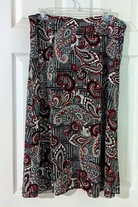 Jones Studio Paisley Midi Skirt Pull On Sz. 2X Black Red NWOT - Picture 1 of 6
