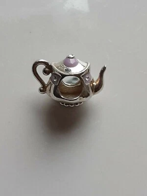 Chamilia silver 925 cz and lilac enamel teapot bracelet charm bead - Image 1 of 3